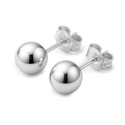 KEZEF 925 Sterling Silver Ball Stud Earrings for Women, 2mm to 10mm | Nine Bead Sizes, Three Finishes, Hypoallergenic Nickel Free Post, Butterfly Push Back, Sold As One Pair - color: Sterling Silver, size: 7mm