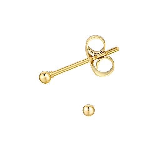 FOSIR 6 Pair Tiny Women 14K Gold Plated Ball Stud Earrings Surgical Stainless Steel Earrings Set, 2-6MM - style: 6 pair diameter,2mm