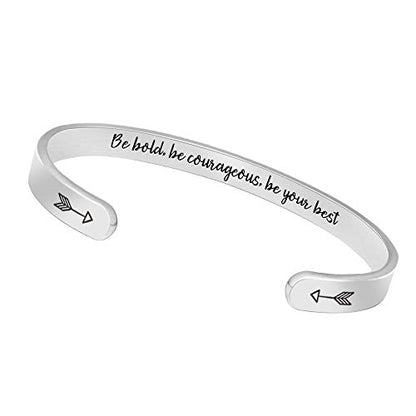 Btysun Bracelets for Women Mothers Day Bracelet Gifts from Daughter Inspirational Gifts for Women Graduation Gifts for Her Motivational Birthday Cuff Bangle Friendship Personalized Mantra Jewelry… - style: Be bold,be courageous.be your best