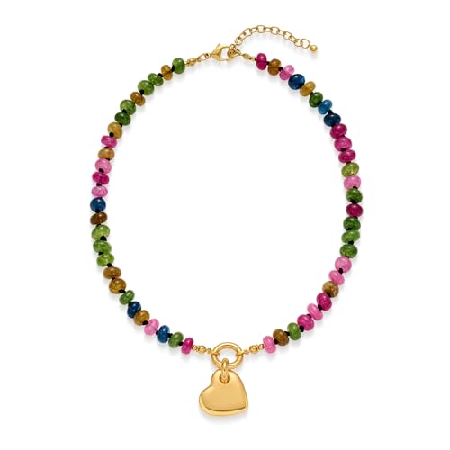CLASSYZINT Gold Heart Pendant Necklace for Women Puffy Heart Necklace Beads Chain Necklace Statement Necklace Trendy Jewelry - style: XL22319A