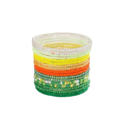 18Pcs Boho Stackable Beaded Bracelets for Women Colorful Handmade Multilayered Rice Beads Anklets Set Summer Beach Bohemian Jewelry Gift - color: Style 1 Green