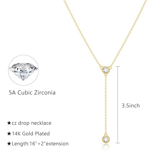 NECOCY Layered Gold Necklaces for Women Dainty Chokers Necklace Silmple Stackable Cubic Zirconia Necklace Non Tarnish Vacation Jewelry Trendy Gifts for Women - style: layered cz bar