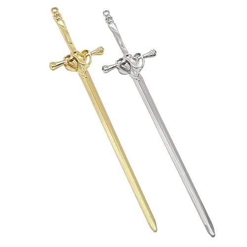 2PCS Hair Sticks for Buns,Hair Chopsticks,Sword Hair Pin,for Vintage Hair,Renaissance Chinese Hair Accessories,Metal Sword Hair Pins,Ancient Style Sword Hair Chopstick LINYUEARUI-Gold&Silver - color: Silver+Gold