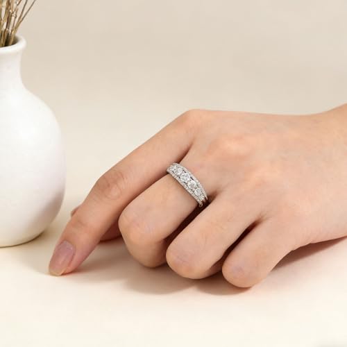 Newshe Jewellery Moissanite Wedding Bands for Women Eternity Ring 925 Sterling Silver Engagement Anniversary Stacking Size - color: Moissanite-Silver