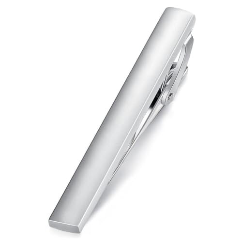 HONEY BEAR 5cm/5.4cm/6cm Mens Tie Clip Bar for Normal Size Steel Business Wedding Gift 1.97"/2.12"/2.36" - style: 5cm Mattes Silver