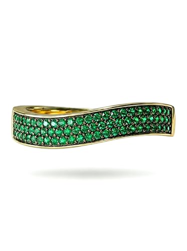 HEXAJOLIE Ribbon Statement Band Ring for Women | Elegant Gold Jewelry Accessories | Perfect for Party & Date Night | Hypoallergenic & Durable - color: Gold/Green