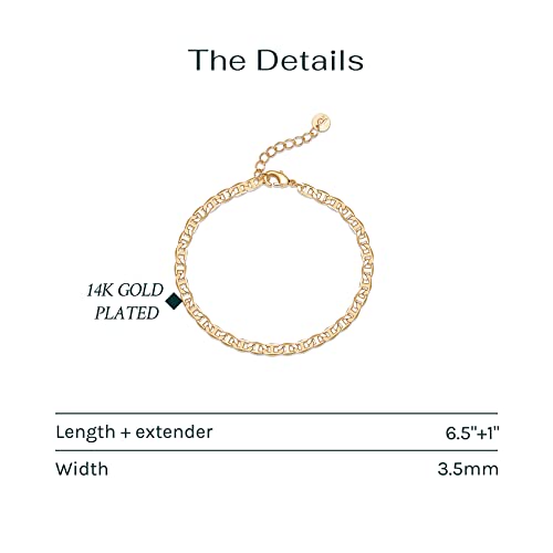 PAVOI 14K Gold Plated Beaded Bracelet for Women | Stackable Gold Bead Bracelet | Adjustable Dainty Gold Jewelry - style: Cuban