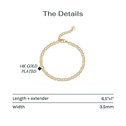 PAVOI 14K Gold Plated Beaded Bracelet for Women | Stackable Gold Bead Bracelet | Adjustable Dainty Gold Jewelry - style: Cuban