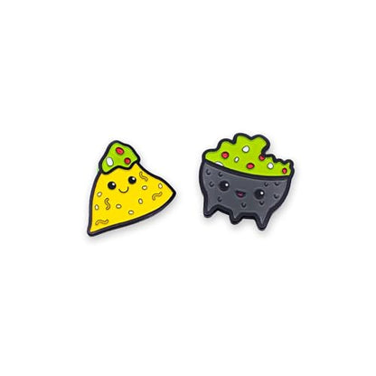 Enamel Pin Set (2 Pins Per Set) for Backpack, Bag, Lapel, Kawaii Button Collector - style: Chip & Guac