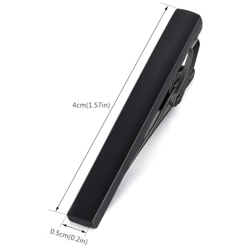 HONEY BEAR 1.57" Skinny Tie Clip Bar for Men Steel Business Wedding Gift | Classic Minimalist, Steel-Plated Copper Base, Gift-Boxed, Thickened, Rounded Corners, Easy to Slide On, No Snag or Wrinkle - style: Matte Black 4cm