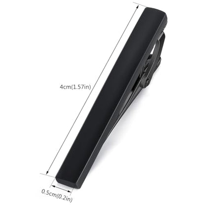 HONEY BEAR 1.57" Skinny Tie Clip Bar for Men Steel Business Wedding Gift | Classic Minimalist, Steel-Plated Copper Base, Gift-Boxed, Thickened, Rounded Corners, Easy to Slide On, No Snag or Wrinkle - style: Matte Black 4cm