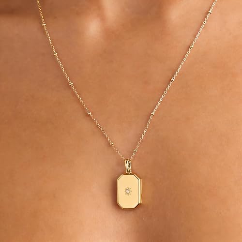 YOUFENG Love Heart Oval Locket Necklace that Holds Pictures Photo Lockets Birthday Gifts Jewelry for Women - style: Rectangle