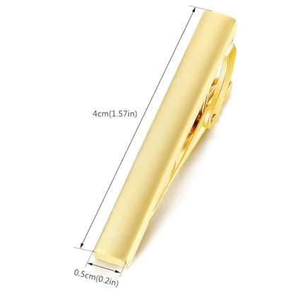 HONEY BEAR 1.57" Skinny Tie Clip Bar for Men Steel Business Wedding Gift | Classic Minimalist, Steel-Plated Copper Base, Gift-Boxed, Thickened, Rounded Corners, Easy to Slide On, No Snag or Wrinkle - style: Matte Polish Gold 4cm