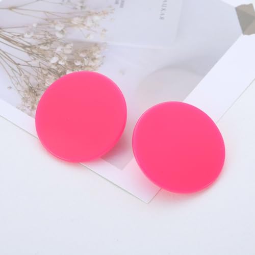 Acrylic Large Round Earrings Tortoise Shell Resin Big Circle Earrings Brown Acrylic Leopard Studs Large Round Disc Studs Jewelry for Women - color: Pink
