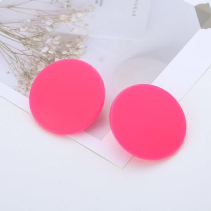 Acrylic Large Round Earrings Tortoise Shell Resin Big Circle Earrings Brown Acrylic Leopard Studs Large Round Disc Studs Jewelry for Women - color: Pink