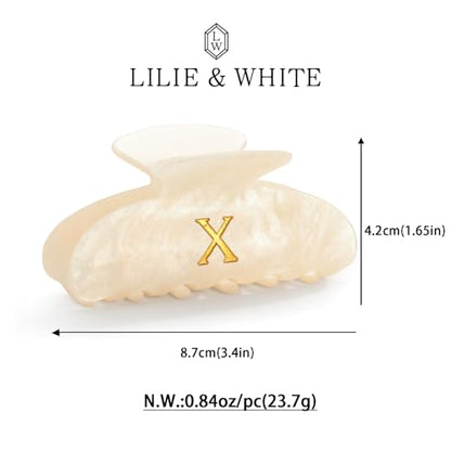 LILIE&WHITE Acrylic Letter Hair Clips For Women Stylish X Initial Hair Claw | Alphabet Hair Clip Fashion Glitter Monogram Claw Clip Elegant And Durable Hair Accessory Large Hair Clips X - color: HC22539X