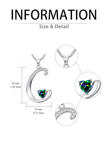 A to Z Initial Birthstone Pendant Necklaces Name Jewelry for Women | 18K White Gold Plated Personalized Alphabet Jewelry Anniversary Christmas Birthday Gifts for Wife Her Daughter Girlfriend - color: C Initial-06-Jun