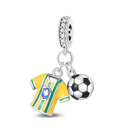 Pandach 925 Sterling Silver Charms Beads for Bracelets and Necklaces Butterfly and Headphones Pendants Clover Charms Jewelry Gift for Women - style: Soccer jerseys Charm