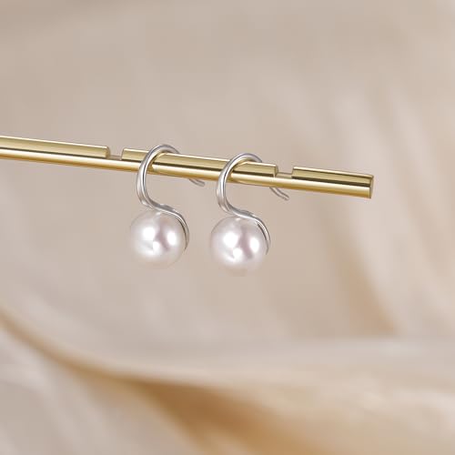 EAMTI Pearl Earrings for Women 925 Sterling Silver Freshwater Cultured Pearl Dangle Drop Earrings Hook Earrings Hypoallergenic - color: Mabe Pearl-Silver