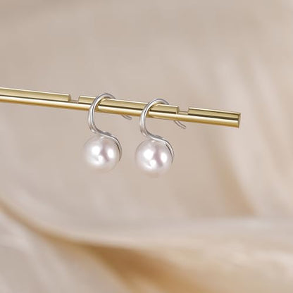 EAMTI Pearl Earrings for Women 925 Sterling Silver Freshwater Cultured Pearl Dangle Drop Earrings Hook Earrings Hypoallergenic - color: Mabe Pearl-Silver