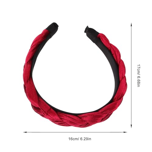 ABOOFAN 2pcs Wide Padded Headbands with Velvet Braid Design, Soft Fabric Hairbands for Women, Party Decoration and Daily Hair Accessories
