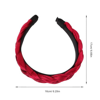 ABOOFAN 2pcs Wide Padded Headbands with Velvet Braid Design, Soft Fabric Hairbands for Women, Party Decoration and Daily Hair Accessories