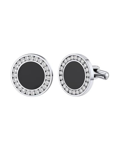 Custom4U Custom Photo Cufflinks for Men Father of the Bride Gifts - color: C-Black Onyx-Steel
