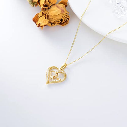 SISGEM 14K Real Gold Heart Necklace for Women,Yellow Gold Love Pendant Necklace Triple Hearts Jewerly Gifts for Birthday Anniversary 16+1+1 inch - color: Triple Hearts-1