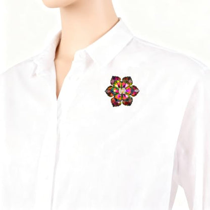 Crystal Flower Brooch Pin for Women Dress Suit Bag Hat Broochs Pins Christmas Brooch Pin Wedding Party Birthday Dance Jewelry Accessories - color: Iridescent Color Crystal Brooch Pin
