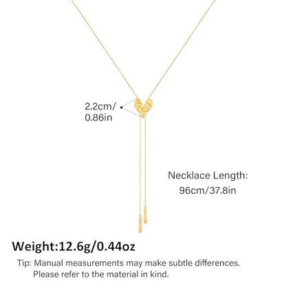 Gold Silver Necklace for Women Y Chain Adjustable Gold Long Necklaces Fashion Dainty Jewelry - color: gold F