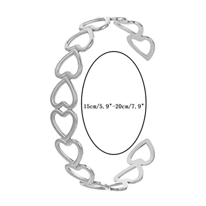 Womens Cuff Bracelets Heart Open Bangle Jewelry - color: Silver