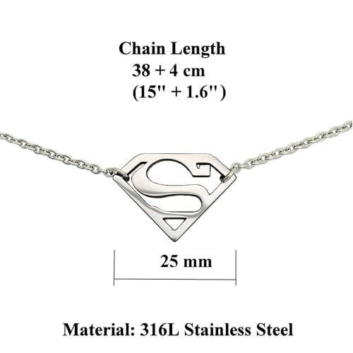 Tapp Collections Stainless Steel Superhero Pendant Necklace - color: Super-W / Steel Chain / Gold Color