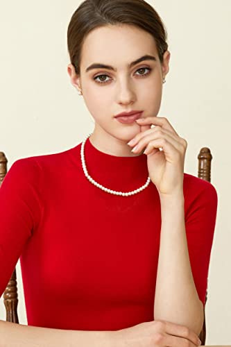 BABEYOND Round Imitation Pearl Necklace Wedding Pearl Necklace for Brides - color: White, size: 6mm