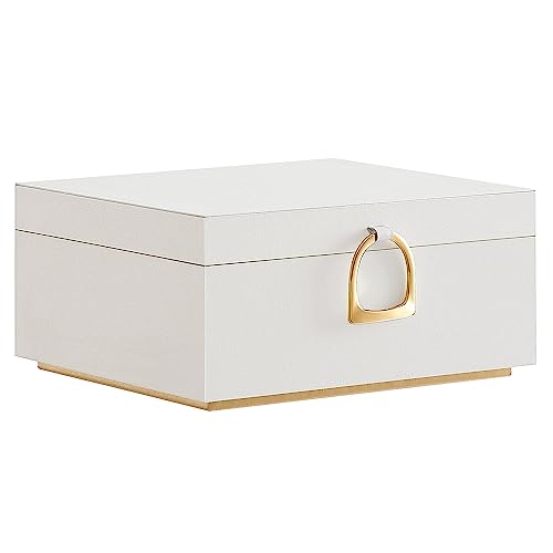 SONGMICS 2-Layer Jewelry Box, Jewelry Organizer with Handle, Removable Jewelry Tray, Jewelry Storage, Floating Effect, 8.1 x 9.4 x 4.3 Inches, Gift Idea, White UJBC165W01 - color: White