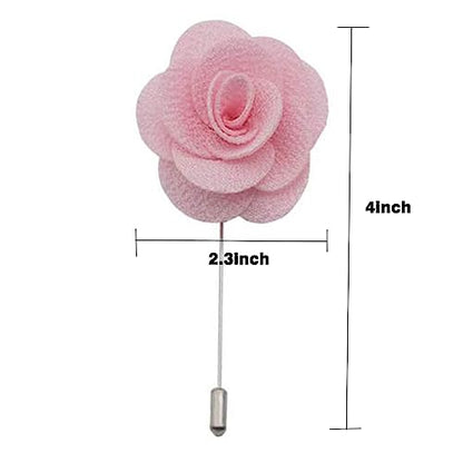 12 Pcs Flower Lapel Pins, Handmade Camellia Flower Boutonniere for Men Women Suit Wedding Party - color: 12X Pink