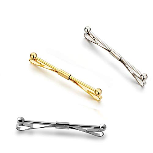 Necktie Tie Clips Collar Bar Shirt Collar Stay Tie Pins Cravat Clip Jewelry Accessories for Men Silver Gold Black Tone - color: 3PCS/Set