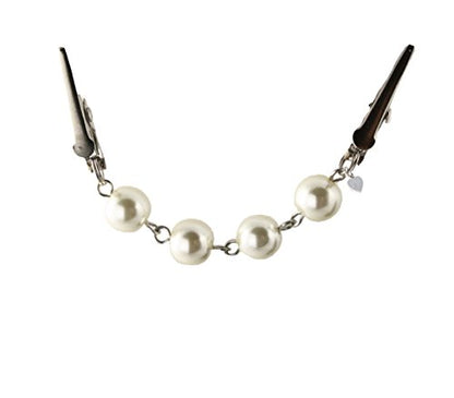 Hey Viv! Pearl Chain Sweater Guard, Cardigan, Collar Slim Clip - Organza Bag - 50s Style