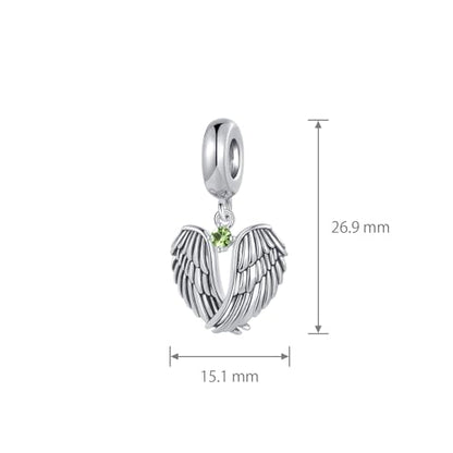 LSxAB Guardian Angle Wings Jan-Dec Birthstone Charm Compatible with Pandora Charms Bracelets for Women Charm - style: 08 Green
