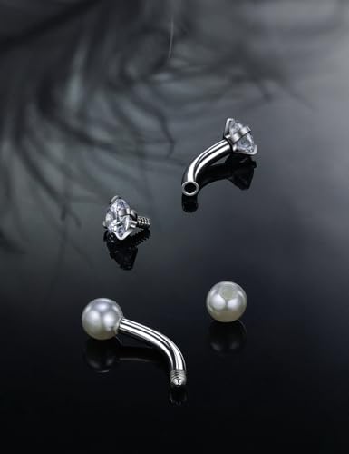 Jenxnjsjo 16g 6/8/10mm Eyebrow/Rook/Snug/Vertical-Labret/VCH/Snake-Eyes/Anti-Tragus/Christina/Daith/Belly-Button/Bridge/Hood/Surface Curved Barbell Piercing Jewelry for Women Men - color: 12PCS, Surgical-Steel, size: 6mm