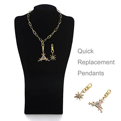 Zpsolution Double Opening Charm Attachment Clasp Swivel Pendant Holder | Swivel Bails For Pendants, Dual Ended Connecter Charm, Double Carabiner Necklace Fastener, Swivel Dog Clasp - color: 4 Silver