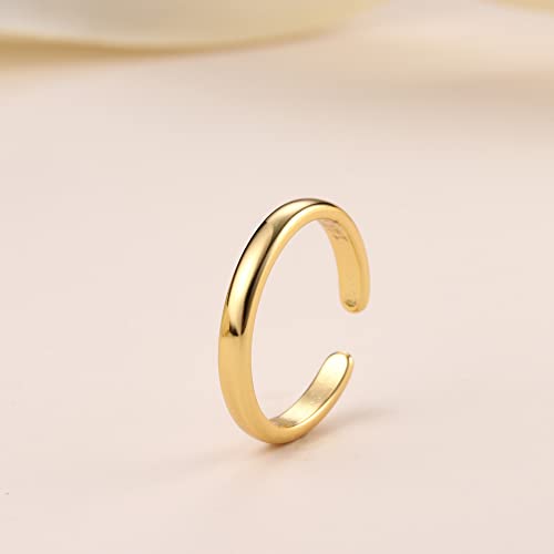 14K Gold Plated Toe Rings for Women | Adjustable Thin Toe Ring, Minimalist Open Band, Summer Beach Foot Jewelry - color: 1 Row Gold