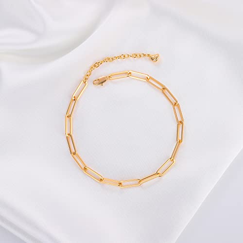 MEVECCO Anklet for Women Gold Chain 14K Gold Plated Dainty Boho Beach Summer Simple Foot Jewelry Ankle Bracelet - style: Paperclip Chain Big