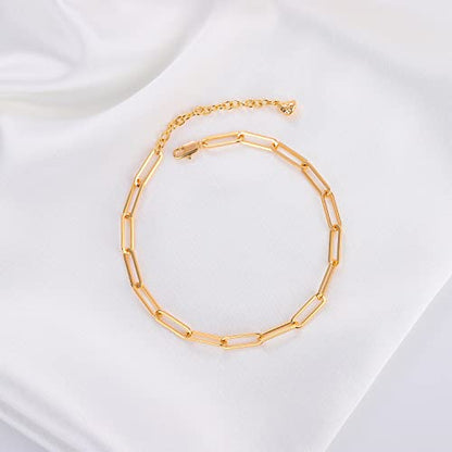 MEVECCO Anklet for Women Gold Chain 14K Gold Plated Dainty Boho Beach Summer Simple Foot Jewelry Ankle Bracelet - style: Paperclip Chain Big