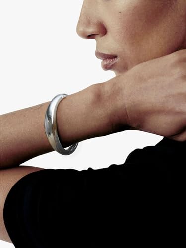 Elegance 11 designs Gold Plated Cuff Bangle Bracelets For Women Trendy Hinged Cuff Open Wide Chunky Gold Bracelet Minimalist Bangle Jewelry Gift - color: Silver Round