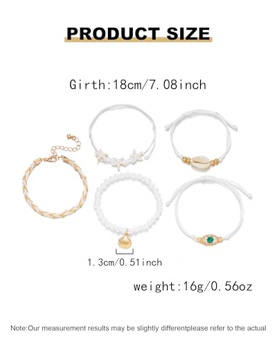 Shell Bracelets for Women Layered Seashell Starfish Bracelets Stackable Stretch Boho Beaded Bracelet Summer Beach Surfer Bracelet Seaside Beach Dress Outfits Accessories - color: B2:shell bracelets