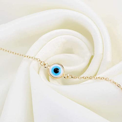 Fesciory Evil Eye Bracelet for Women, Gold Plated Adjustable Chain Jewelry | Blue Evil Eye Charm Bracelet, Lucky Amulet Symbolism, Dainty Adjustable Chain, Daily wear, Jewelry gifts - color: Gold-6