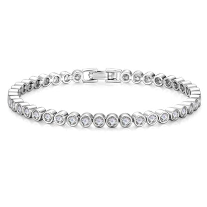 Yoosteel 14K-Gold-Plated/White-Gold-Plated Tennis Bracelet for Women,3mm CZ | Dainty Cubic Zirconia Bracelets,Classic Tennis Bracelet,Trendy Simple CZ Jewelry Gifts,6.5/7/7.5 Inch Bracelets - color: Bezel-14K-White Gold-Plated, size: 6.5