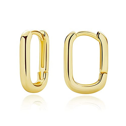 Me&Hz Gold Huggie Earrings Small Huggie Hoop Earrings for Women 14K Gold Plated Hypoallergenic Cubic Zirconia Huggies Mini Silver Hoop Earring for Women - color: Square, Gold
