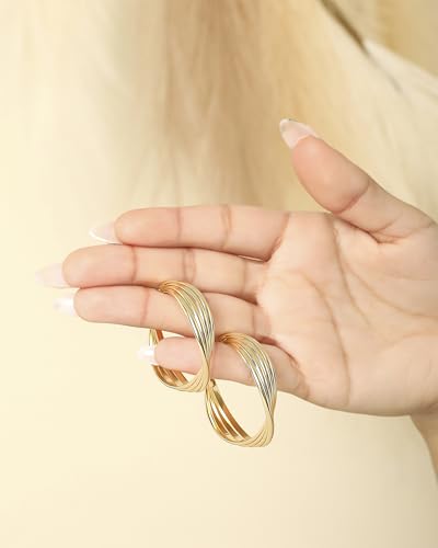 Jessica Simpson Womens Hoop Earrings - Silver-Tone or Gold-Tone Hoop | Earrings for Women - color: Gold Twisted Layered Hoops