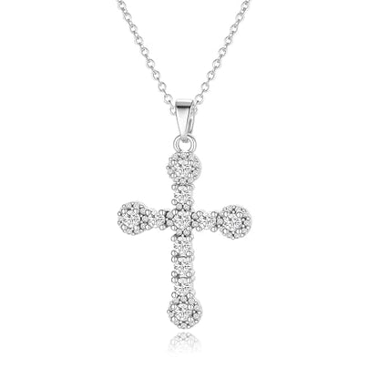 Cross Necklace for Women, 14K Gold Plated Cubic Zirconia Cross Pendant Necklace, Trendy Christian Jewelry Gifts for Baptism First Communion Christmas - color: Style G - Silver